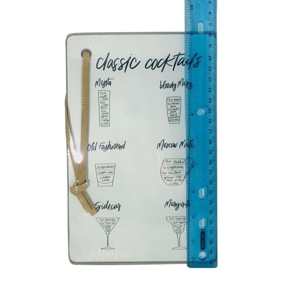 Small Glass Cutting Board 9X6 White Cocktails Charcuterie Bamboo Spreaders Set - Picture 7 of 7